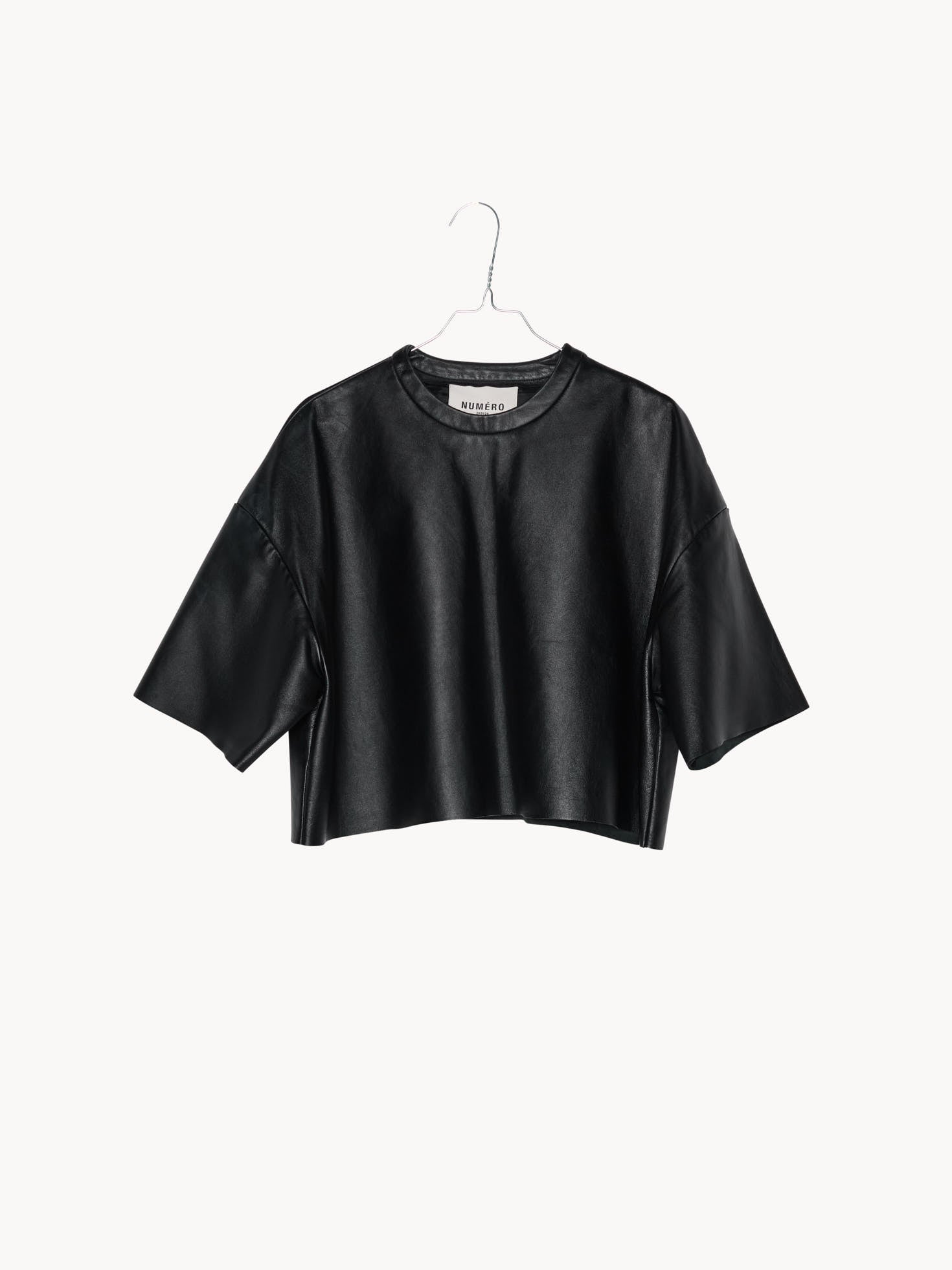 T-SHIRT LEDER CROPPED NR. 004 | schwarz