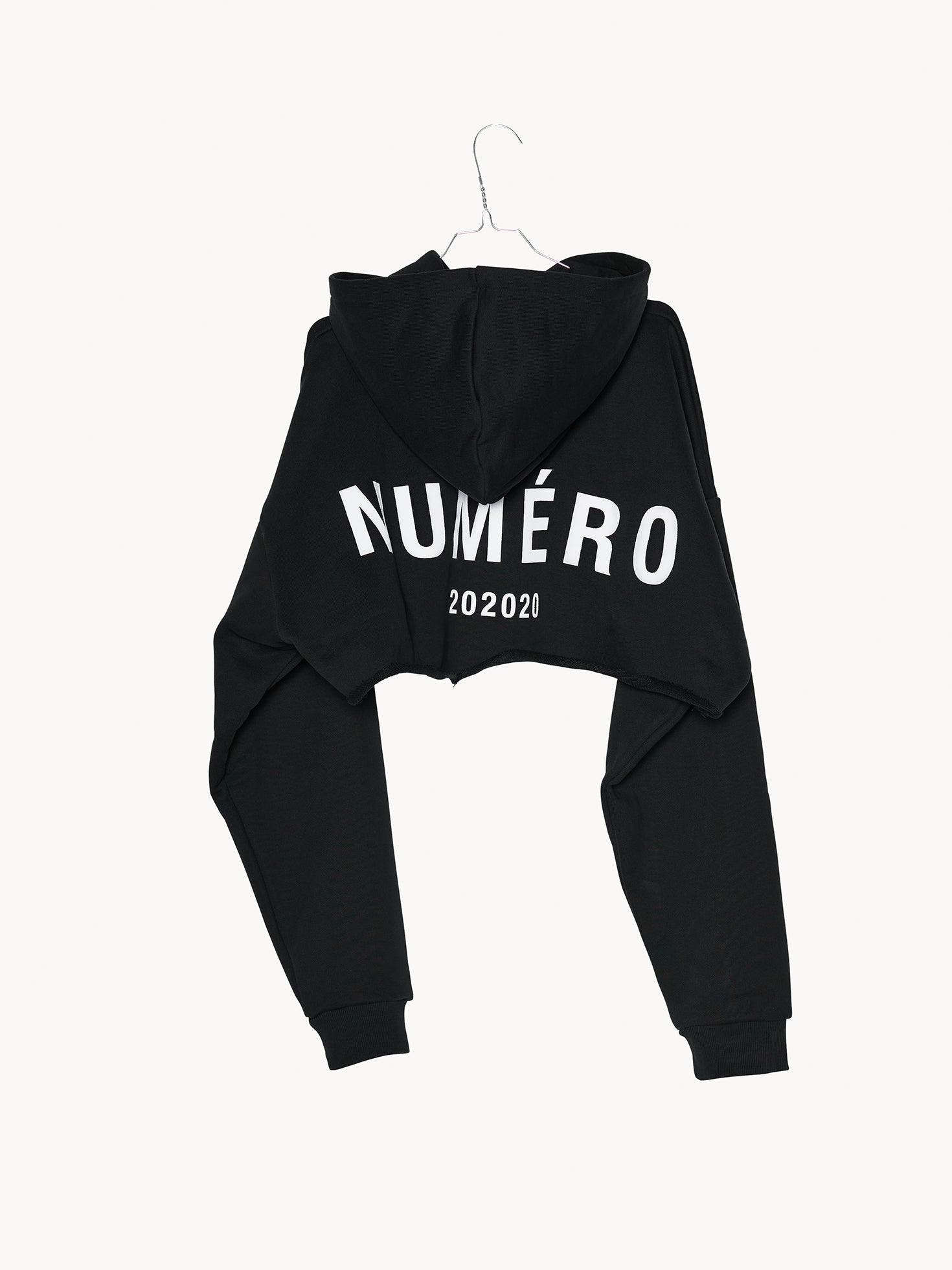 HOODIE OVERSIZED CROPPED NO. 007 | black with white logo